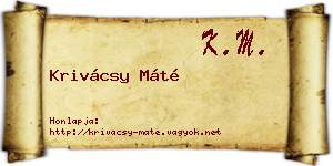Krivácsy Máté névjegykártya