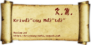 Krivácsy Máté névjegykártya